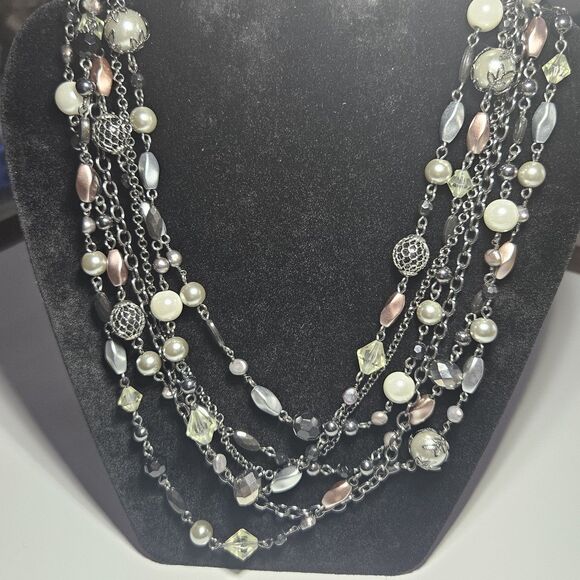 **Sale** Lia Sophia "Katie" Hematite Freshwater Pearl Multi-Strand Neck 22-25" - Picture 4 of 13